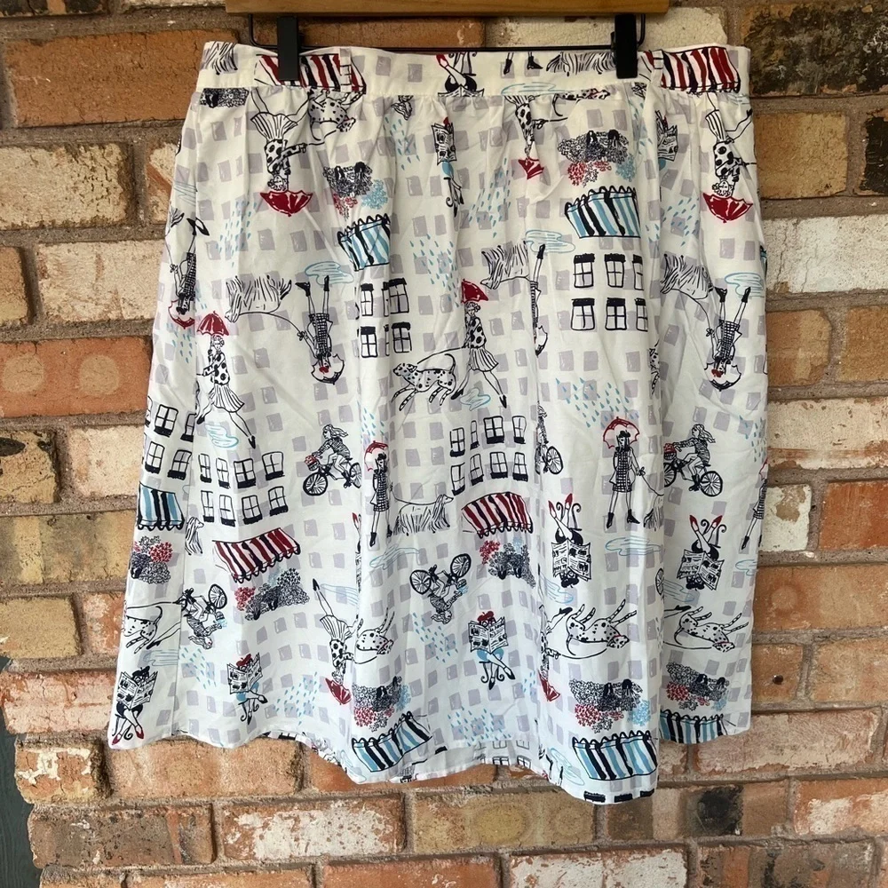 NWT ModCloth Parisian Dogs Umbrella Novelty skirt